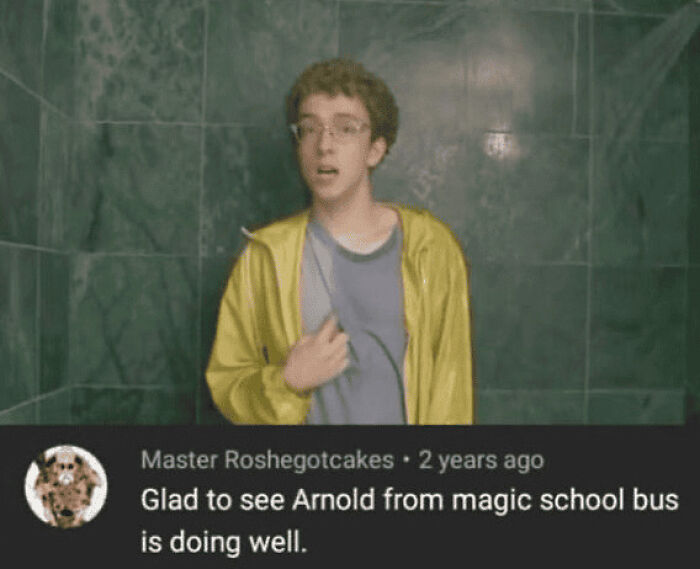 An image of a young man with a comment showing funny insults comparing him to Arnold.