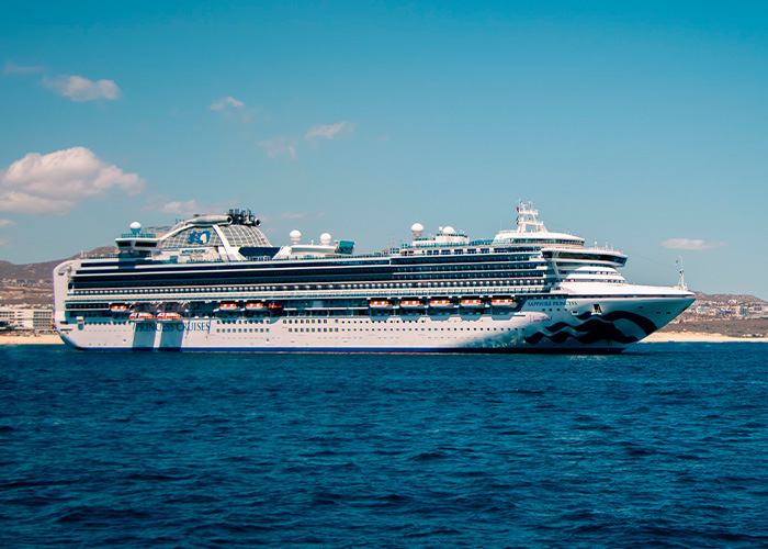 Large Princess Cruises ship sailing on ocean waters, representing a permanent cruise voyage.