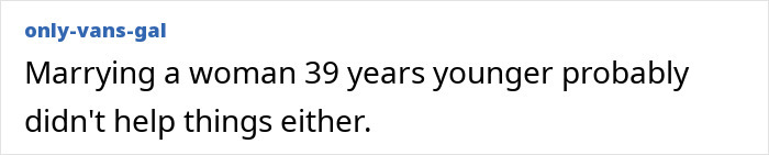 Comment mentioning Patrick Stewart marrying a younger woman and its impact on his kids