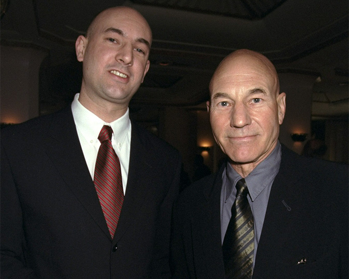 Patrick Stewart attends a formal event alongside his adult son Daniel Stewart.