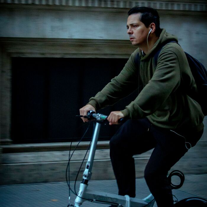 A man riding a bicycle outdoors, related to chilling stories of people trusting their gut feeling.