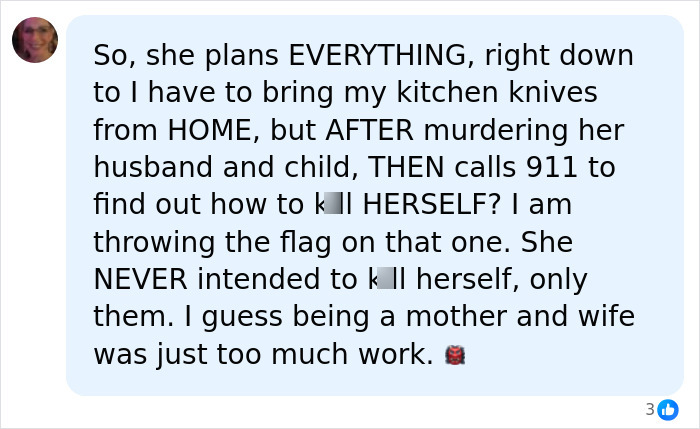Social media comment discussing fatal family attack and warning signs