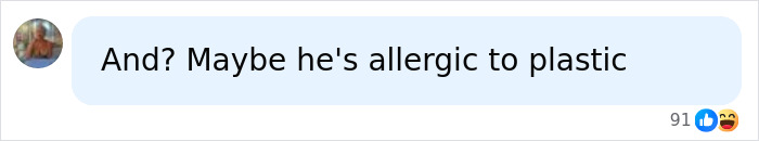 Comment suggesting coach might be allergic to plastic