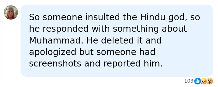 Facebook comment discussing a Sri Lankan citizen facing a blasphemy sentence over a religious Facebook post. Facebook comment discussing a Sri Lankan citizen facing a blasphemy sentence over a religious Facebook post.