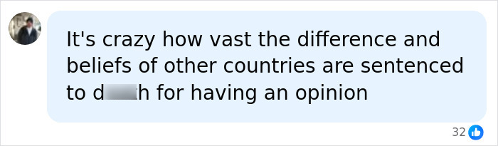 Social media comment criticizing a d***h sentence for expressing an opinion. Social media comment criticizing a d***h sentence for expressing an opinion.