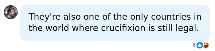 A Facebook comment discussing crucifixion laws, related to a Sri Lankan citizen's blasphemy case. A Facebook comment discussing crucifixion laws, related to a Sri Lankan citizen's blasphemy case.