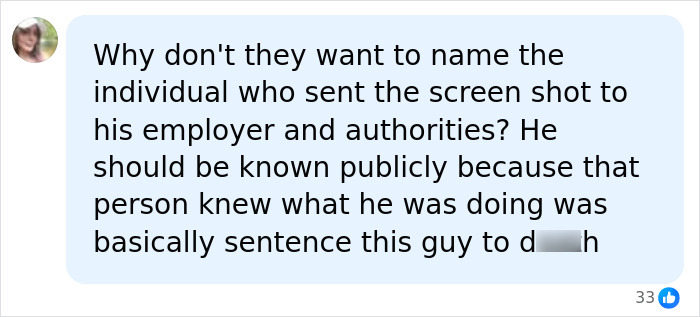 User comment on social media discussing the severity of a capital sentence. User comment on social media discussing the severity of a capital sentence.