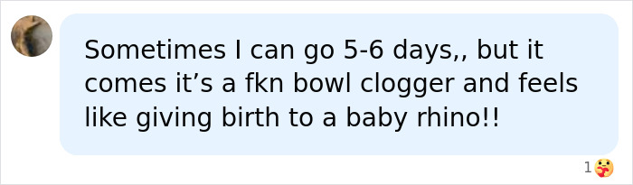 A comment discussing going to the toilet every 5-6 days in a health debate thread. A comment discussing going to the toilet every 5-6 days in a health debate thread.