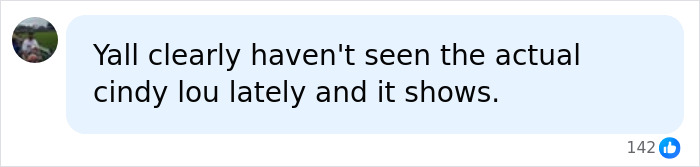 Social media comment reacting to the Sydney Sweeney lingerie ad controversy mentioning Cindy Lou.