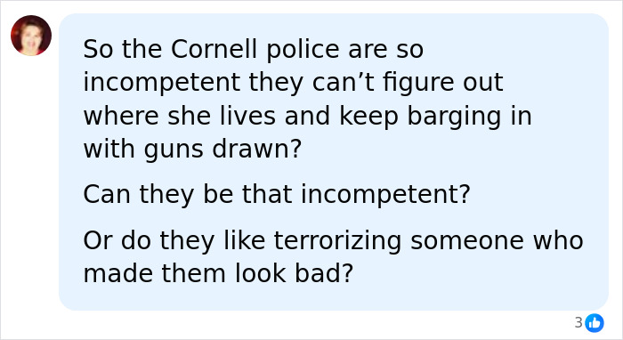 Comment criticizing Cornell police incompetence in the Cornell 7 case Comment criticizing Cornell police incompetence in the Cornell 7 case