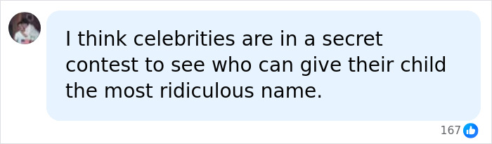Comment about celebrities in secret contest for baby names Comment about celebrities in secret contest for baby names