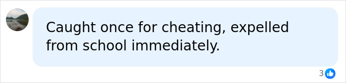 A social media comment advocating strict expulsion for cheating regarding UC Berkeley professor homework concerns.