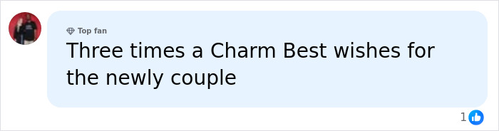 Social media comment sending best wishes to the newly married couple, mentioning Jim Carrey. Social media comment sending best wishes to the newly married couple, mentioning Jim Carrey.