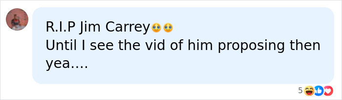A social media comment discussing Jim Carrey with a skeptical tone about his proposal. A social media comment discussing Jim Carrey with a skeptical tone about his proposal.