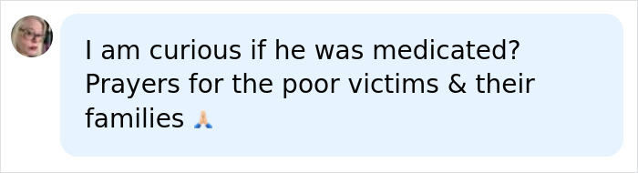 Online comment asking about medication and offering prayers regarding the Oregon elementary school tragedy.