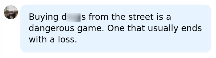 Comment warning about dangers of buying d***s from the street related to fashion dream tragedy