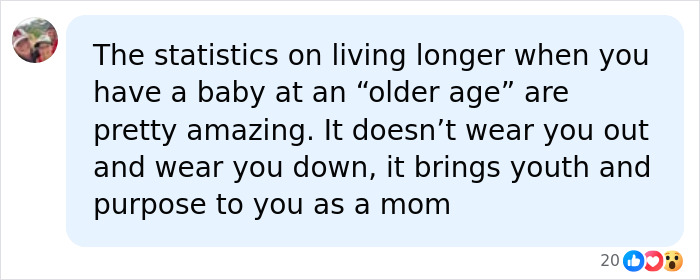 Comment on longer life statistics with baby at older age about baby bump at 52 Comment on longer life statistics with baby at older age about baby bump at 52
