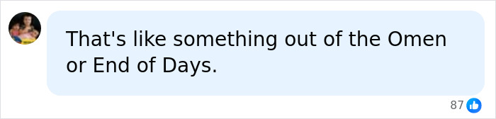 Comment comparing crucifix falling on priest to Omen or End of Days Comment comparing crucifix falling on priest to Omen or End of Days