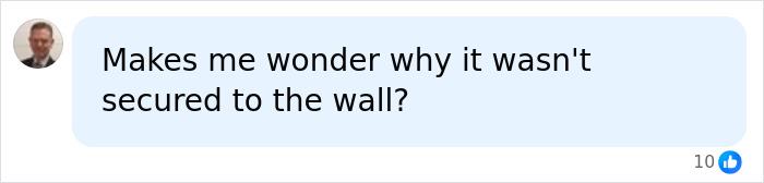 Comment questioning why the crucifix wasn't secured to the wall in church Comment questioning why the crucifix wasn't secured to the wall in church