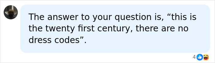 A user comment regarding dress code rules applied to a Disney World guest. A user comment regarding dress code rules applied to a Disney World guest.