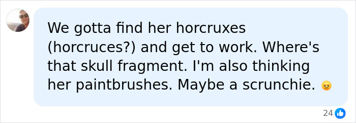 A Facebook comment referencing Christa Pike with a humorous Harry Potter reference.