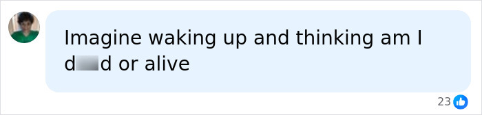 Social media comment about waking up and questioning if one is d**d or alive, referencing Christa Pike
