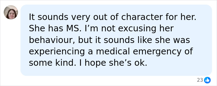 A user comment expressing concern for Selma Blair during a potential medical emergency. A user comment expressing concern for Selma Blair during a potential medical emergency.