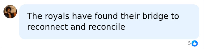 A comment about the royals finding a bridge to reconnect and reconcile with Meghan Markle A comment about the royals finding a bridge to reconnect and reconcile with Meghan Markle
