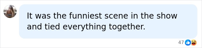 Social media comment about a Netflix miniseries explicit scene calling it the funniest scene.