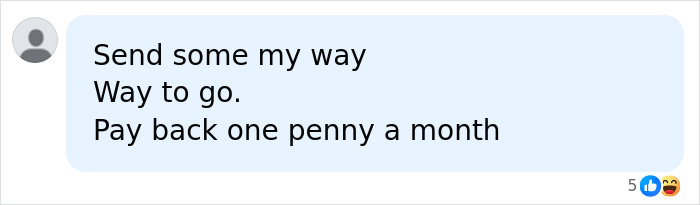 A user comment suggesting to pay back money one penny a month after a bank mistake. A user comment suggesting to pay back money one penny a month after a bank mistake.