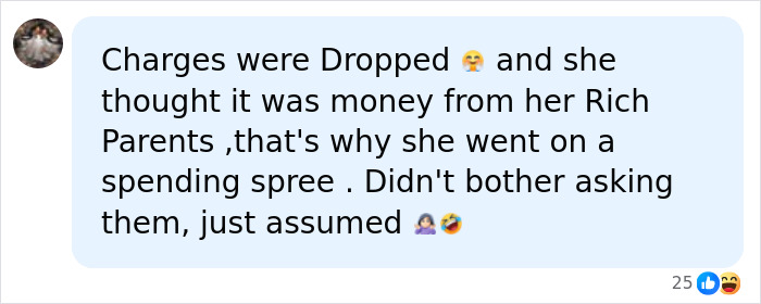 A comment about a student who spent money from her bank account assuming it came from rich parents. A comment about a student who spent money from her bank account assuming it came from rich parents.