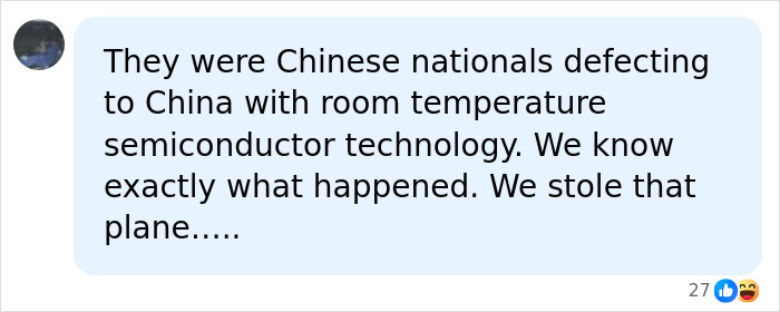 A comment alleging defecting Chinese nationals and semiconductor technology regarding MH370’s last known message.