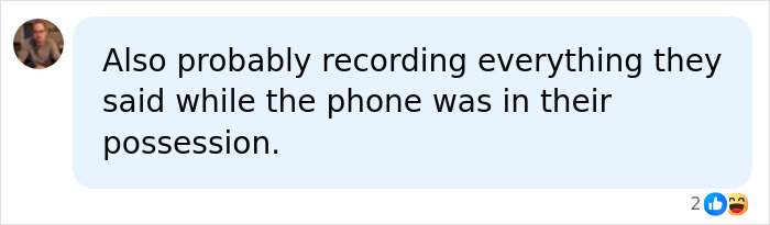 A social media comment speculating about stolen phones recording audio from looters in France.