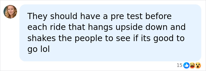 User suggesting ride safety tests in response to a viral Six Flags accident.