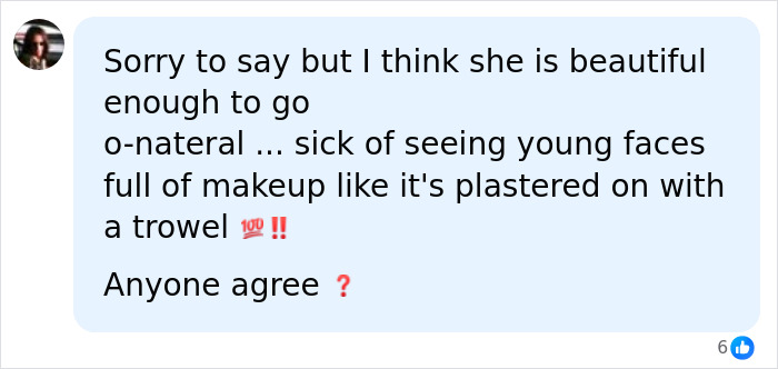 Facebook comment discussing French Model Thylane Blondeau and her natural beauty without heavy makeup Facebook comment discussing French Model Thylane Blondeau and her natural beauty without heavy makeup