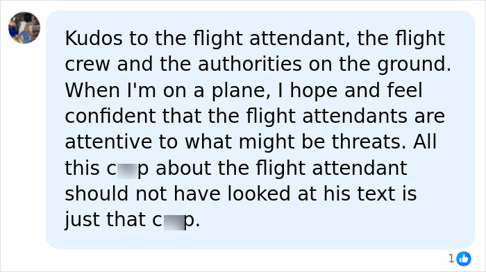 A social media comment praising flight attendants after a chilling text on a United flight caused a turn around. A social media comment praising flight attendants after a chilling text on a United flight caused a turn around.