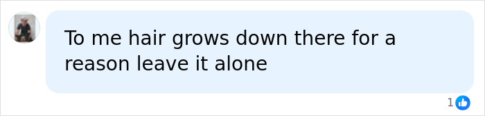 Social media post explaining why body hair grows down there and should be left alone. Social media post explaining why body hair grows down there and should be left alone.