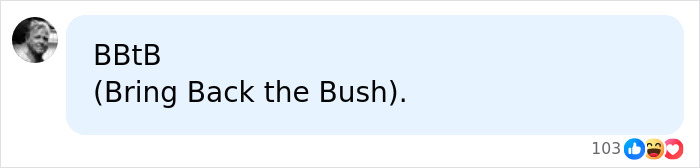 A social media comment advocating to bring back natural hair instead of shaving down there. A social media comment advocating to bring back natural hair instead of shaving down there.
