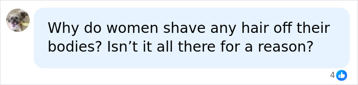 Facebook comment questioning standard body hair grooming practices and what a gynecologist reveals about it. Facebook comment questioning standard body hair grooming practices and what a gynecologist reveals about it.
