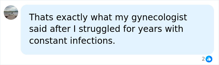 Online comment mentioning a gynecologist advice after suffering from infections related to personal grooming. Online comment mentioning a gynecologist advice after suffering from infections related to personal grooming.