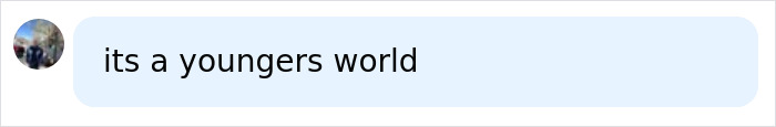 A social media comment reading its a youngers world, linked to an air hostess story
