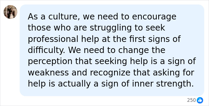 Comment urging professional help and changing perception of seeking help in family resort attack