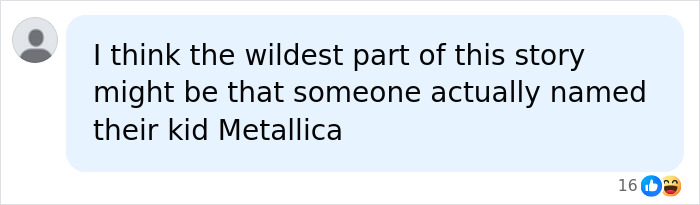 Comment about naming a child Metallica in family resort attack story