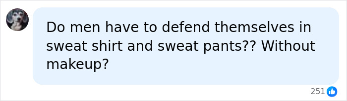 Comment discussing double standards and Pink makeup-free photo reactions