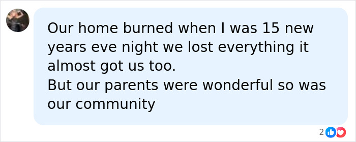 A Facebook comment discussing home fires, relevant to the tragic passing of Chad Lowe daughter Fiona.