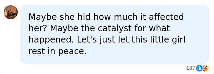 Social media comment expressing sympathy and asking for peace