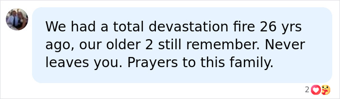 A social media post sending prayers to the family of Chad Lowe after a devastating house fire.