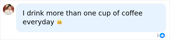 Social media comment about drinking coffee related to a story where a husband breaks 5 of wife's ribs by giving a hug.