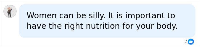 A social media comment discussing nutrition and health related to bone strength and broken ribs