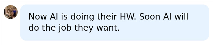 Social media comment warning about AI doing students homework for UC Berkeley professor article